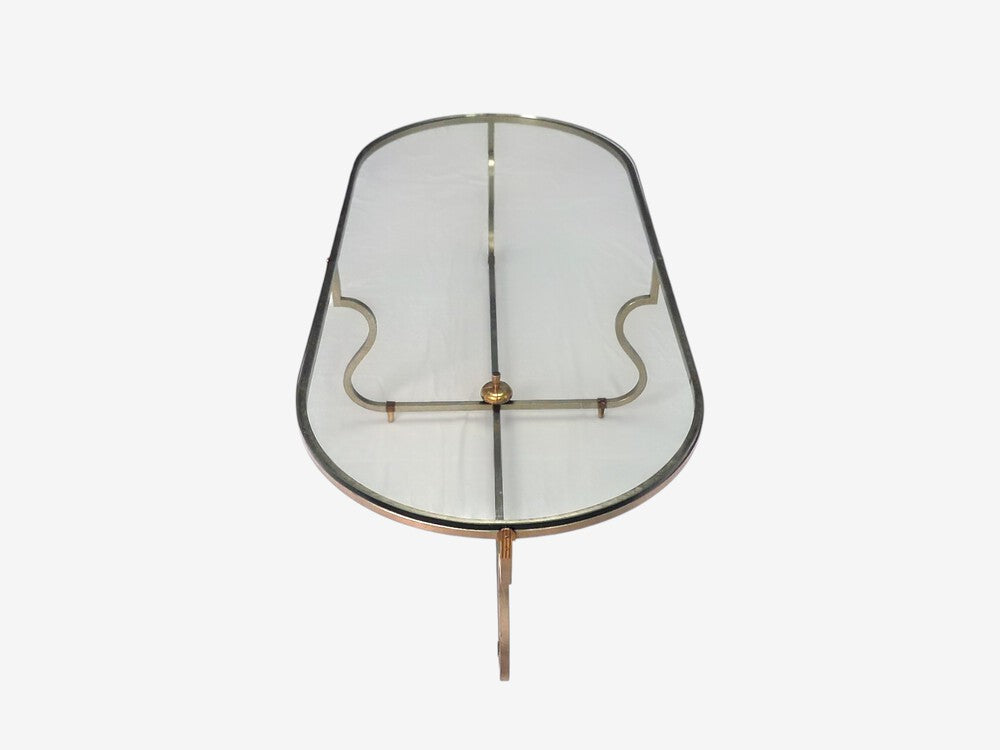 Tommi Parzinger, Unique Coffee Table, Brushed Steel, Glass, USA, 1950s