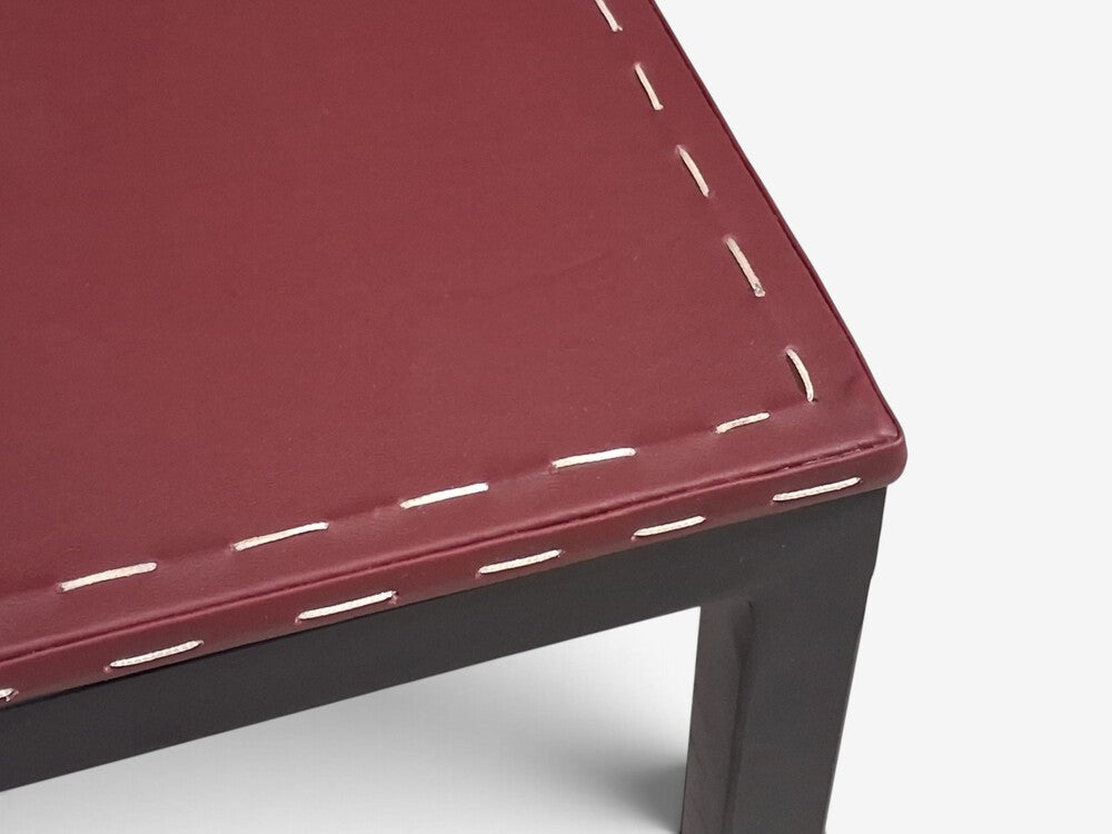 Jean-Michel Frank Style, Modern, End Tables, Painted Iron, Red Leather, 21st c.