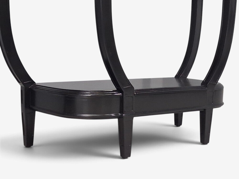 Louis XVI Style, Console Tables, Ebonized Wood, Bronze, Marble, France, 20th c.