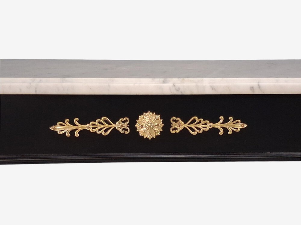 Louis XVI Style, Console Tables, Ebonized Wood, Bronze, Marble, France, 20th c.