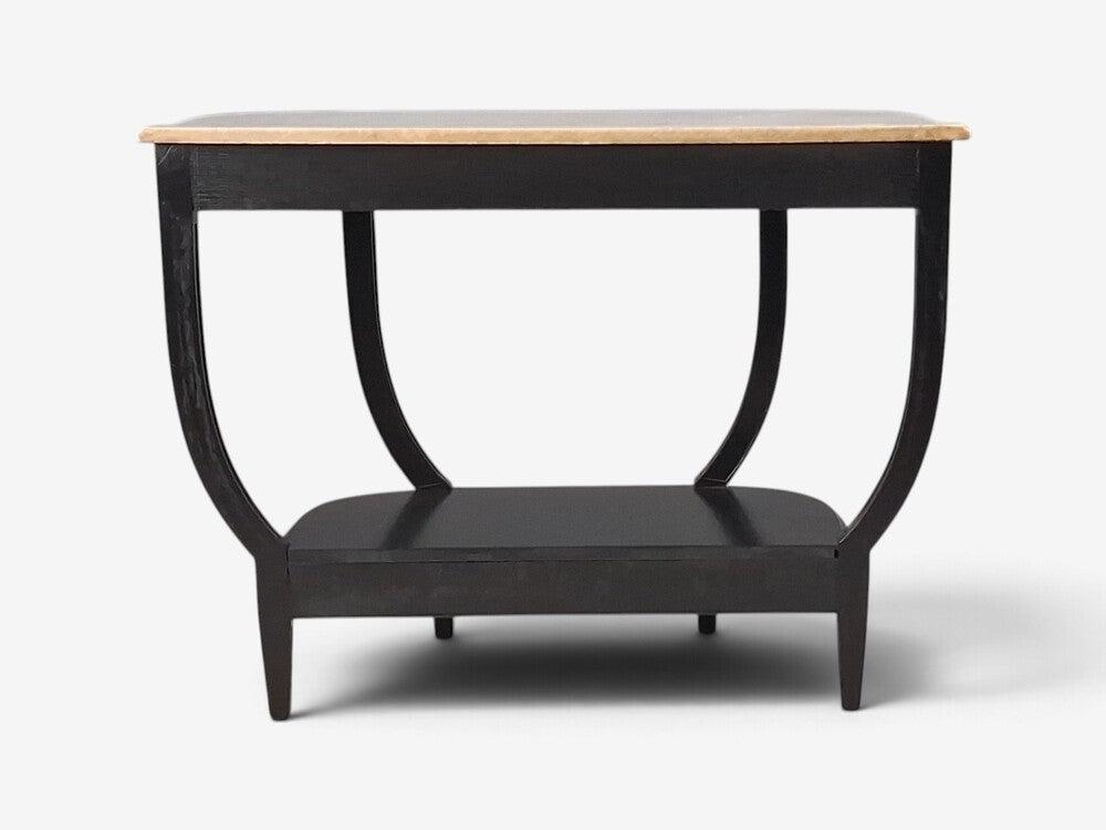 Louis XVI Style, Console Tables, Ebonized Wood, Bronze, Marble, France, 20th c.