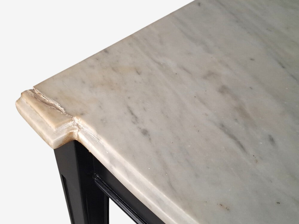 Louis XVI Style, Console Tables, Ebonized Wood, Bronze, Marble, France, 20th c.