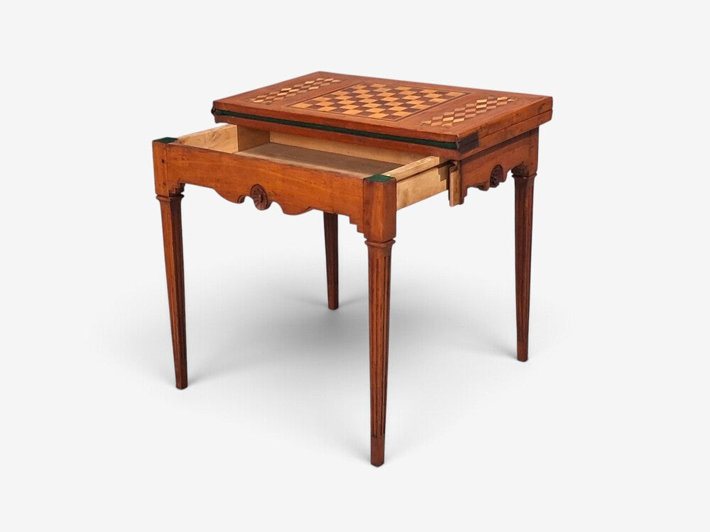 Louis XVI, French Provincial Games Table, Parquetry, Fruitwood, France, 1800s