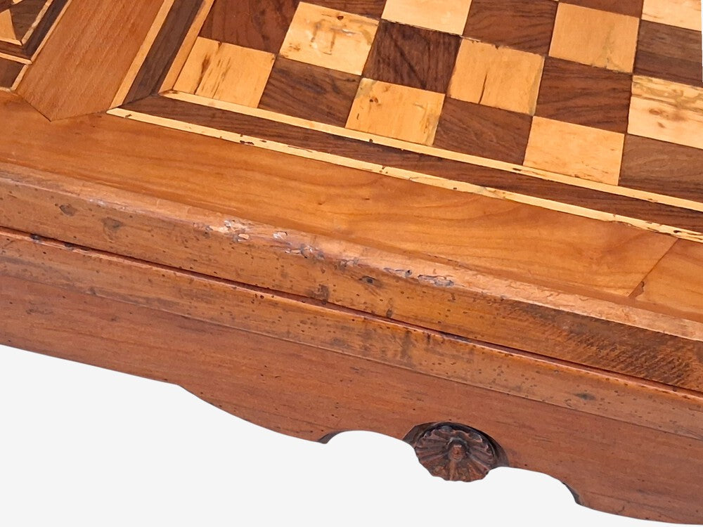 Louis XVI, French Provincial Games Table, Parquetry, Fruitwood, France, 1800s