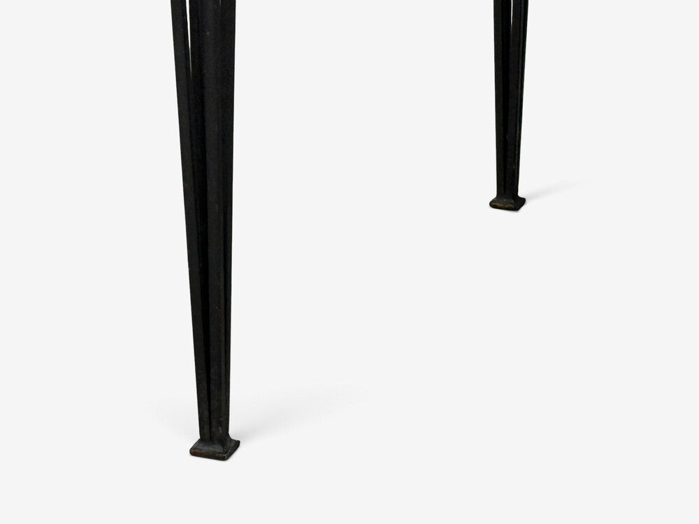 Jacques Quinet Style, Coffee Table, Gold Églomisé Glass, Iron, France, 1960s