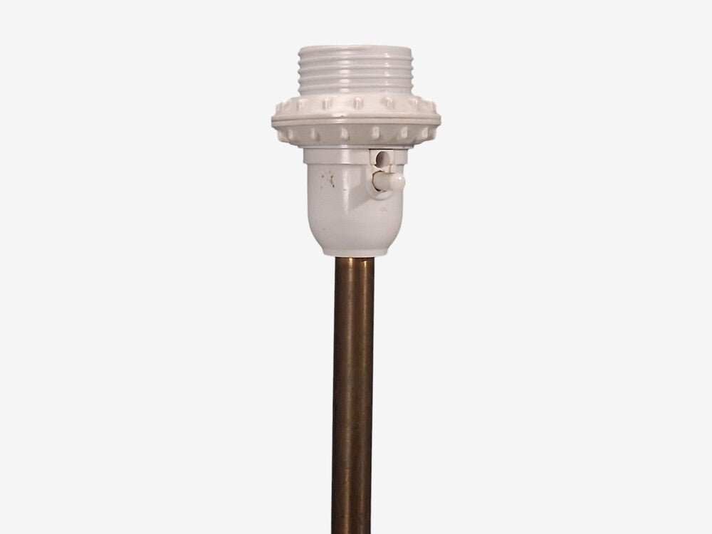 Swedish Modern, Floor Lamp, Teak, Brass, Pleated Floral Fabric, Sweden, 1950s