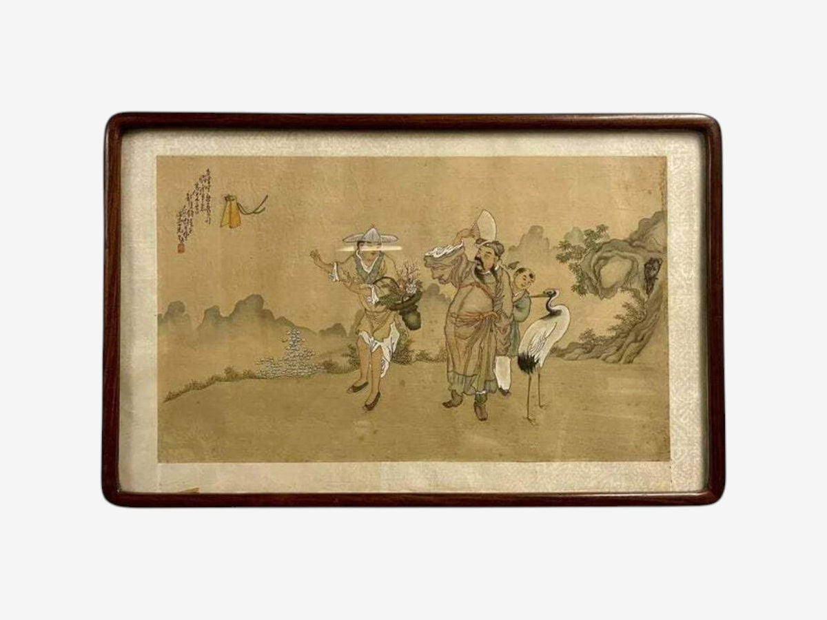 Chinese Export, Hand-Painted Figural Scenes, Rosewood Frames, China, 19th c.