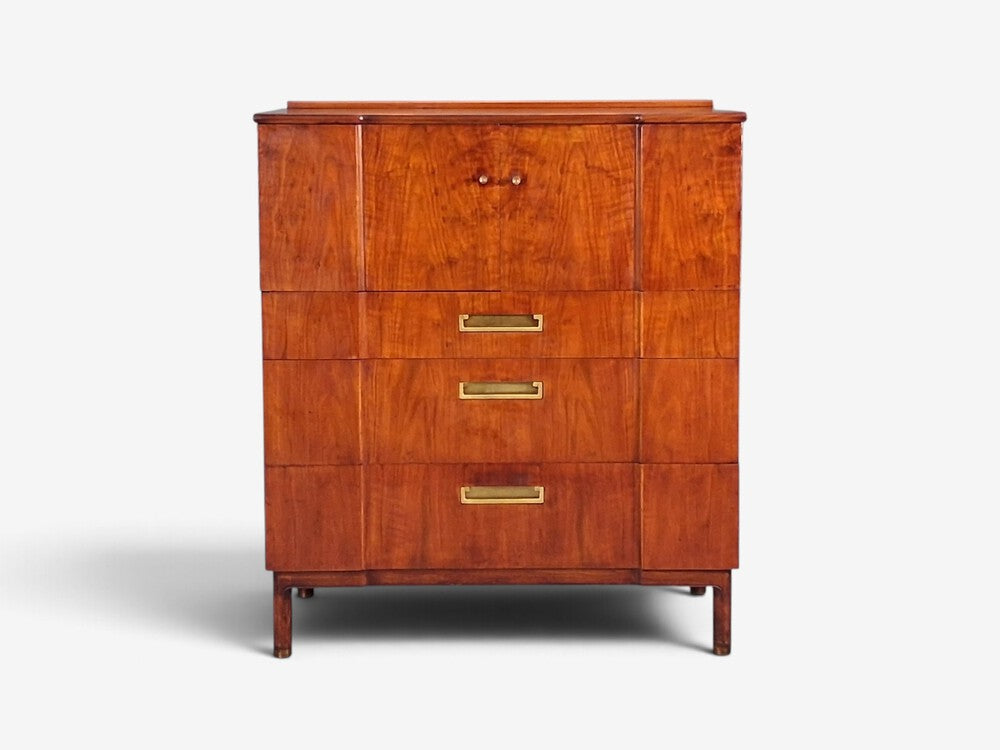 John Widdicomb, American Modern, Gentleman's Chest, Walnut, Brass, USA, 1960s