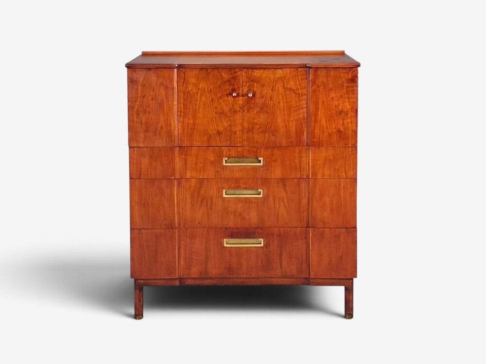 John Widdicomb, American Modern, Gentleman's Chest, Walnut, Brass, USA, 1960s