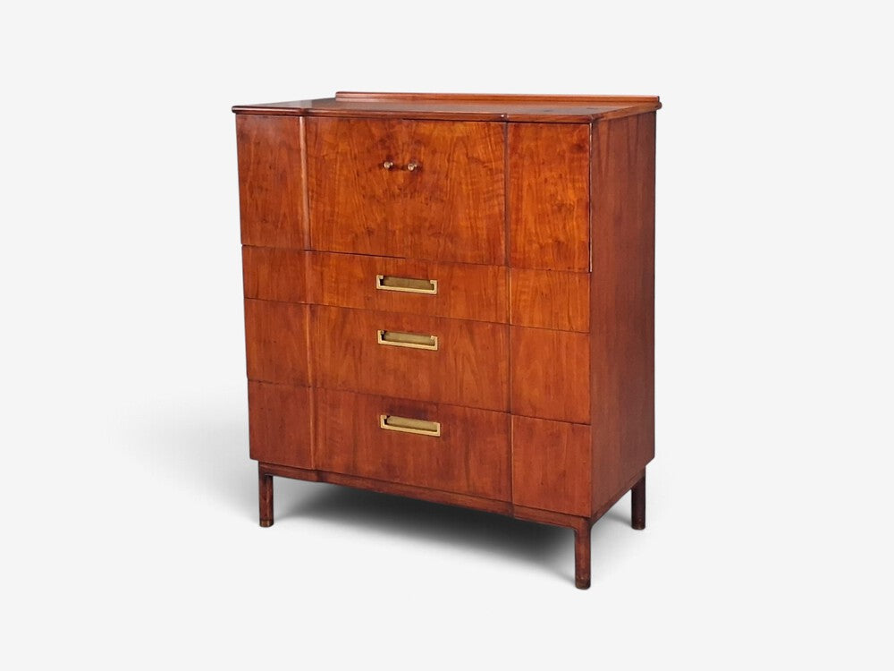 John Widdicomb, American Modern, Gentleman's Chest, Walnut, Brass, USA, 1960s