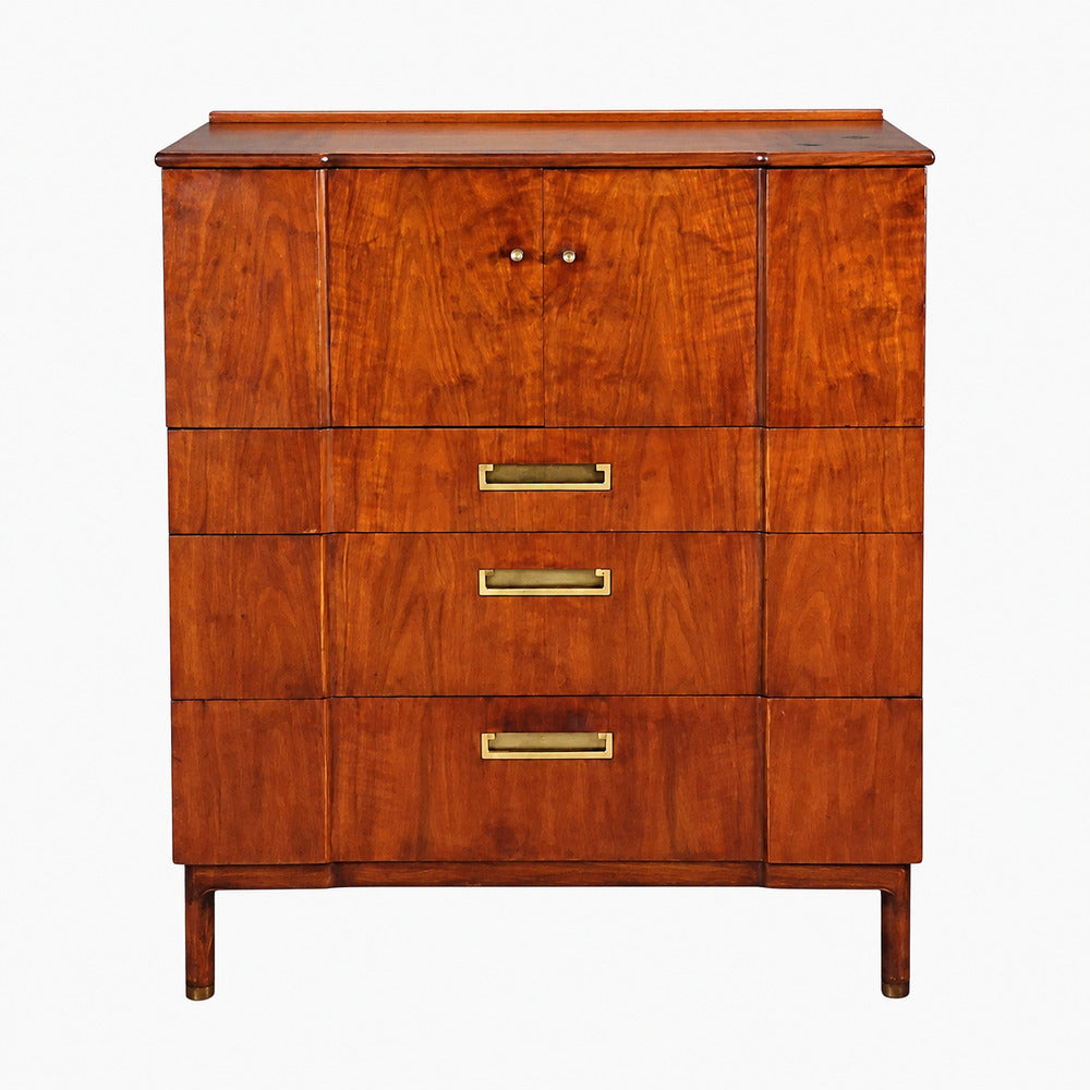 John Widdicomb, American Modern, Gentleman's Chest, Walnut, Brass, USA, 1960s