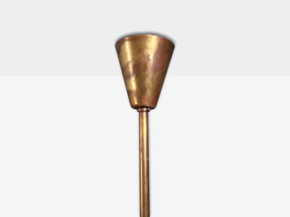 Swedish Modern, Five Arm Chandelier, Patinated Brass, Sweden, 1950s
