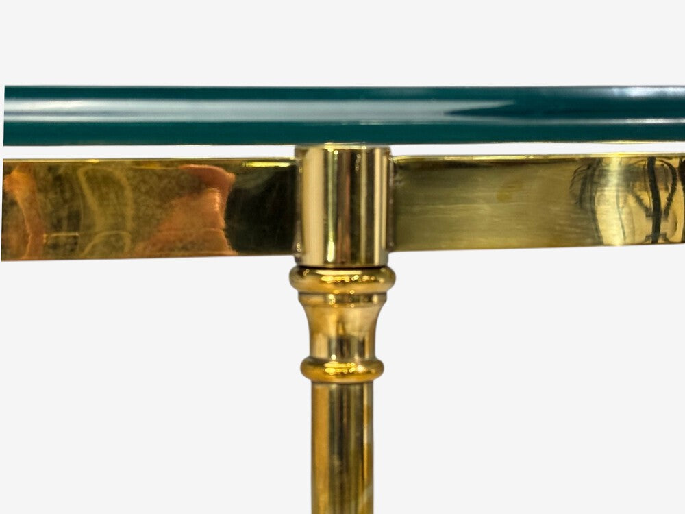 LaBarge, German Modern, Demilune Console Table, Brass, Glass, Germany, 1970s