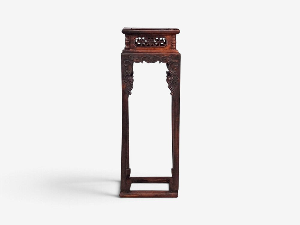 Chinese Pedestal or Plant Stand, Carved Hardwood, China, 20th c.