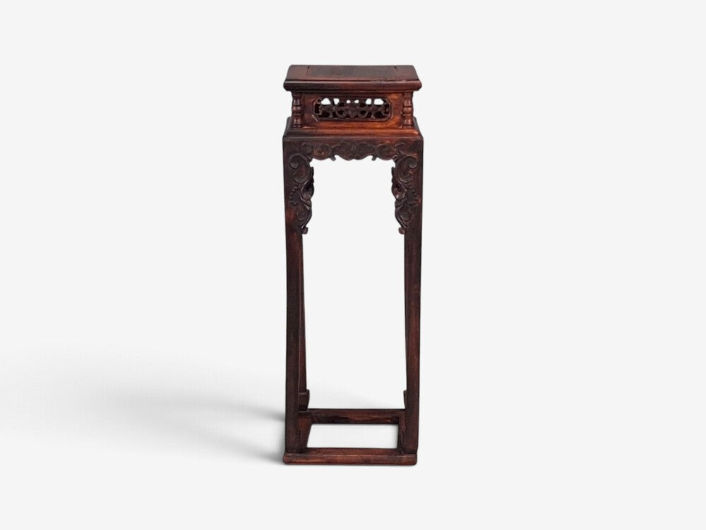 Chinese Pedestal or Plant Stand, Carved Hardwood, China, 20th c.