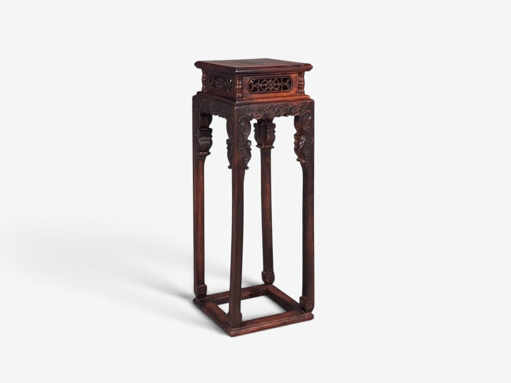 Chinese Pedestal or Plant Stand, Carved Hardwood, China, 20th c.