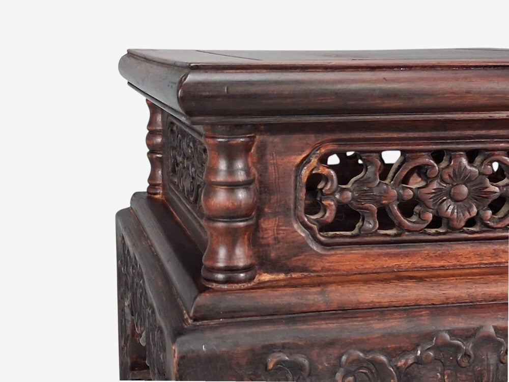 Chinese Pedestal or Plant Stand, Carved Hardwood, China, 20th c.