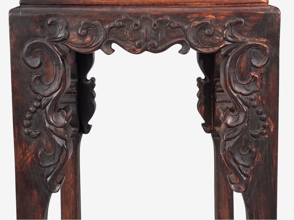Chinese Pedestal or Plant Stand, Carved Hardwood, China, 20th c.