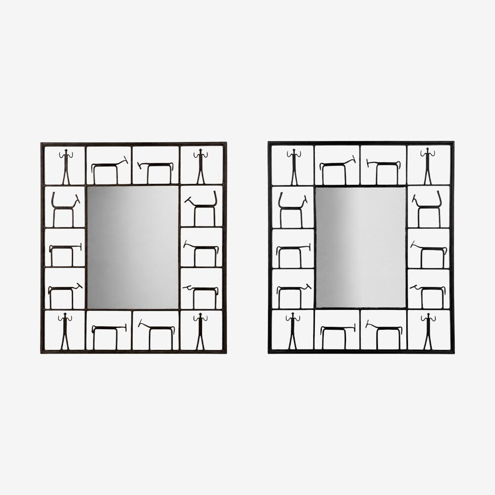 Frederic Weinberg, American Modern, Figural Wall Mirror, Iron, USA, 1950s