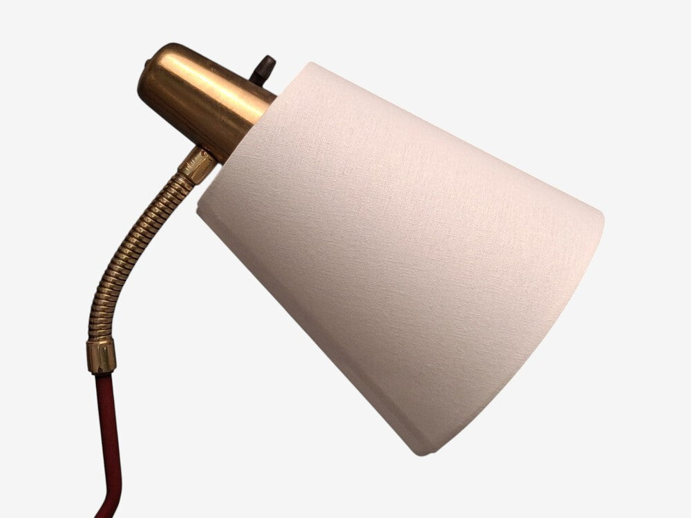 Eskilstuna Elektrofabrik, Floor Lamp, Red Lacquered Metal, Brass, Sweden, 1960s