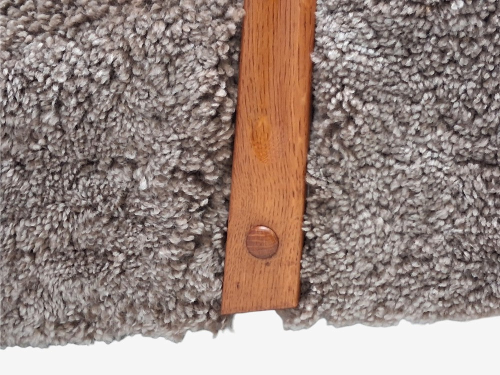 Danish Cabinetmaker, Lounge Chair, Gray Shearling, Beech, Denmark, 1940s