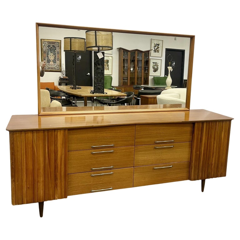 Mid-Century Modern Sideboard, Dresser, Attached Mirror, Bedroom Set,