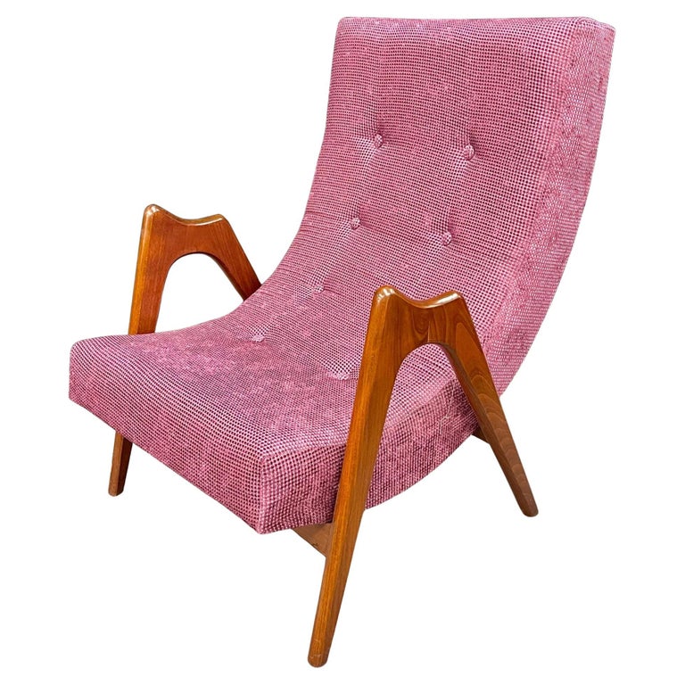 Single Sculptural Italian Mid-Century Modern Lounge Chair in Walnut, Mahogany